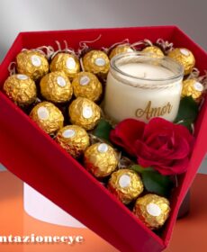 CORAZÓN CON ROSA Y VELA