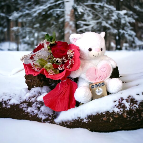 .OSO BLANCO CON RAMO DE FLORES - Image 2