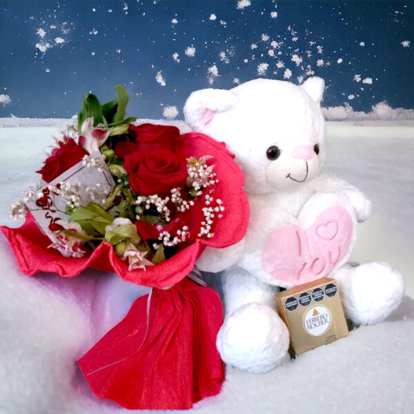 .OSO BLANCO CON RAMO DE FLORES - Image 4